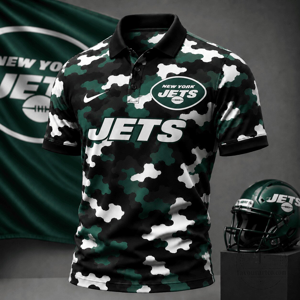 New York Jets NFL Camouflage Polo Shirt