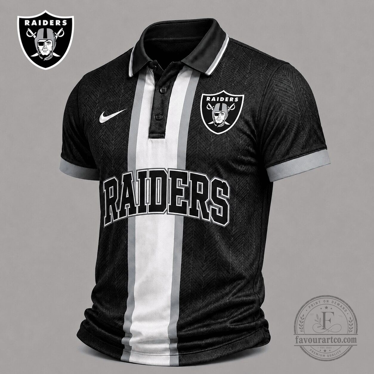 Las Vegas Raiders Classic Stripe Fan Polo Shirt