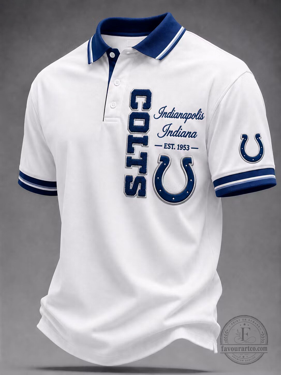 Indianapolis Colts Football Team Logo White Polo Shirt for Men