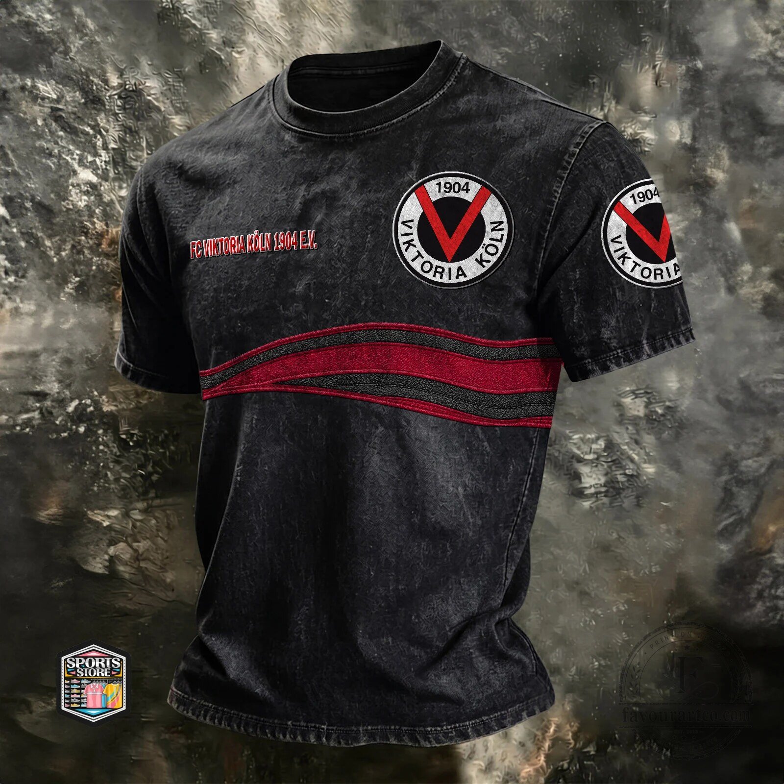 FC Viktoria Koln 1904 E.V. Football Club Black Washed T-Shirt