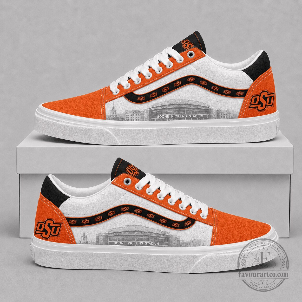 Oklahoma State Cowboys Boone Pickens Stadium Orange and White Shoes