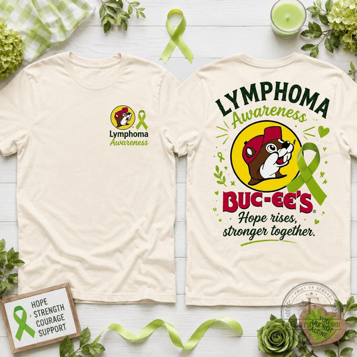 Buc-ee's Lymphoma Awareness Hope Rises Stronger Together T-Shirt