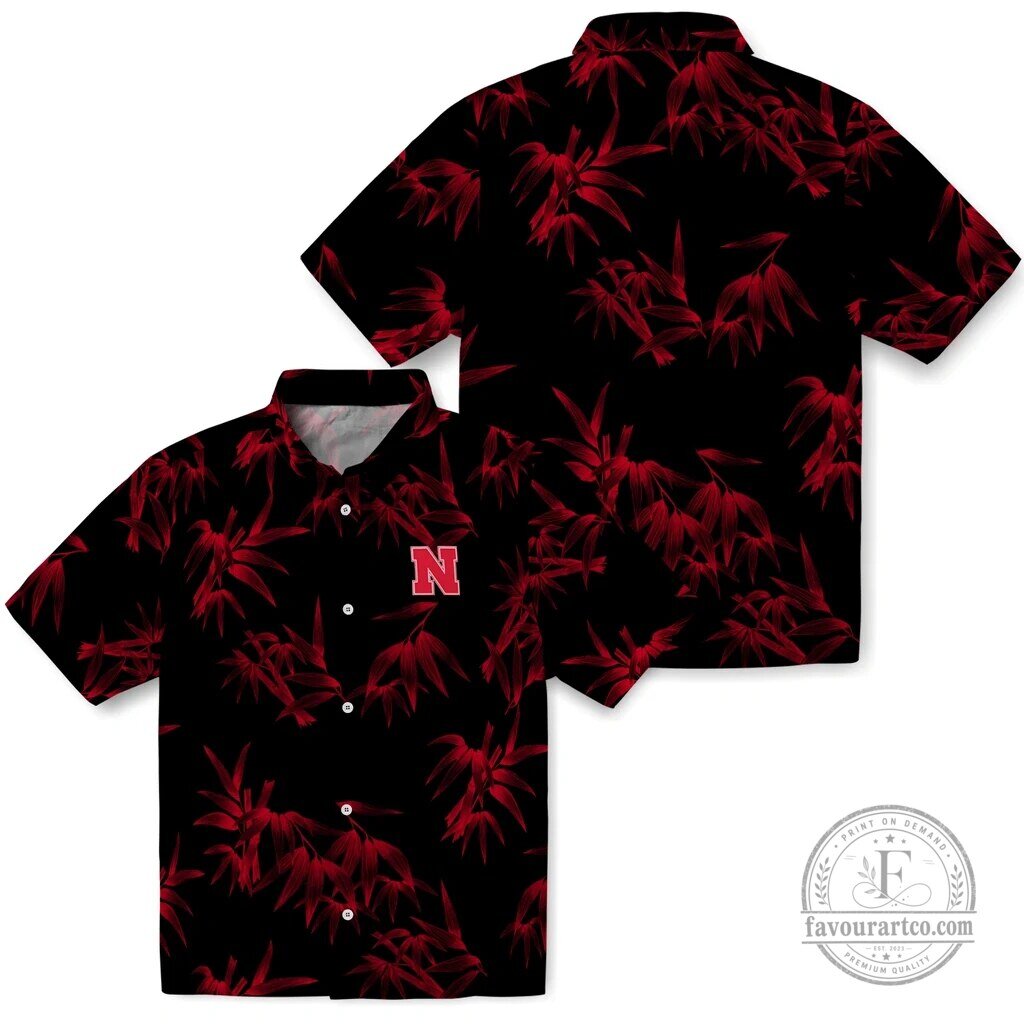 Nebraska Cornhuskers Hawaiian Shirt Red Bamboo Leaves Summer Apparel
