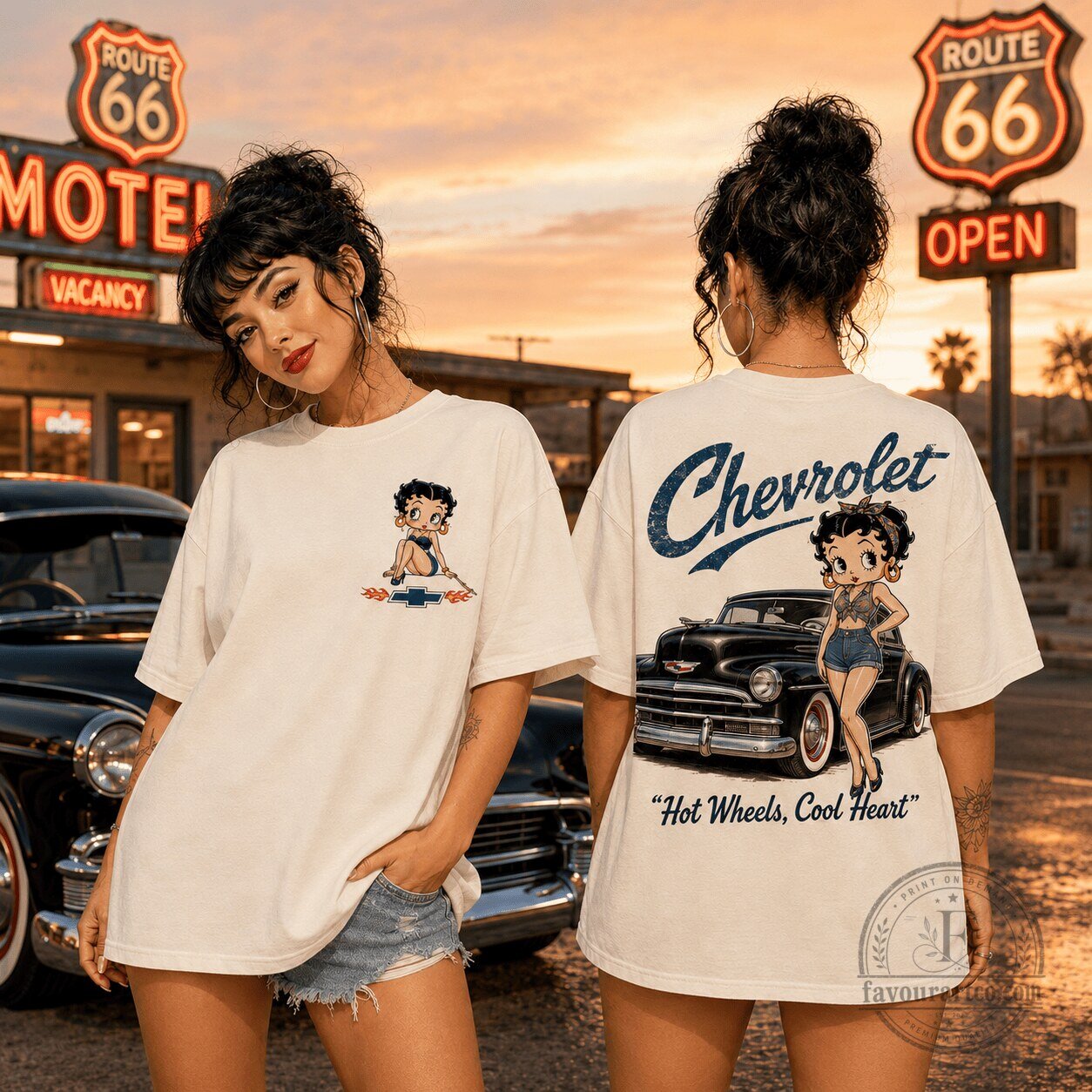 Chevrolet Betty Boop Hot Wheels Cool Heart Graphic T-Shirt