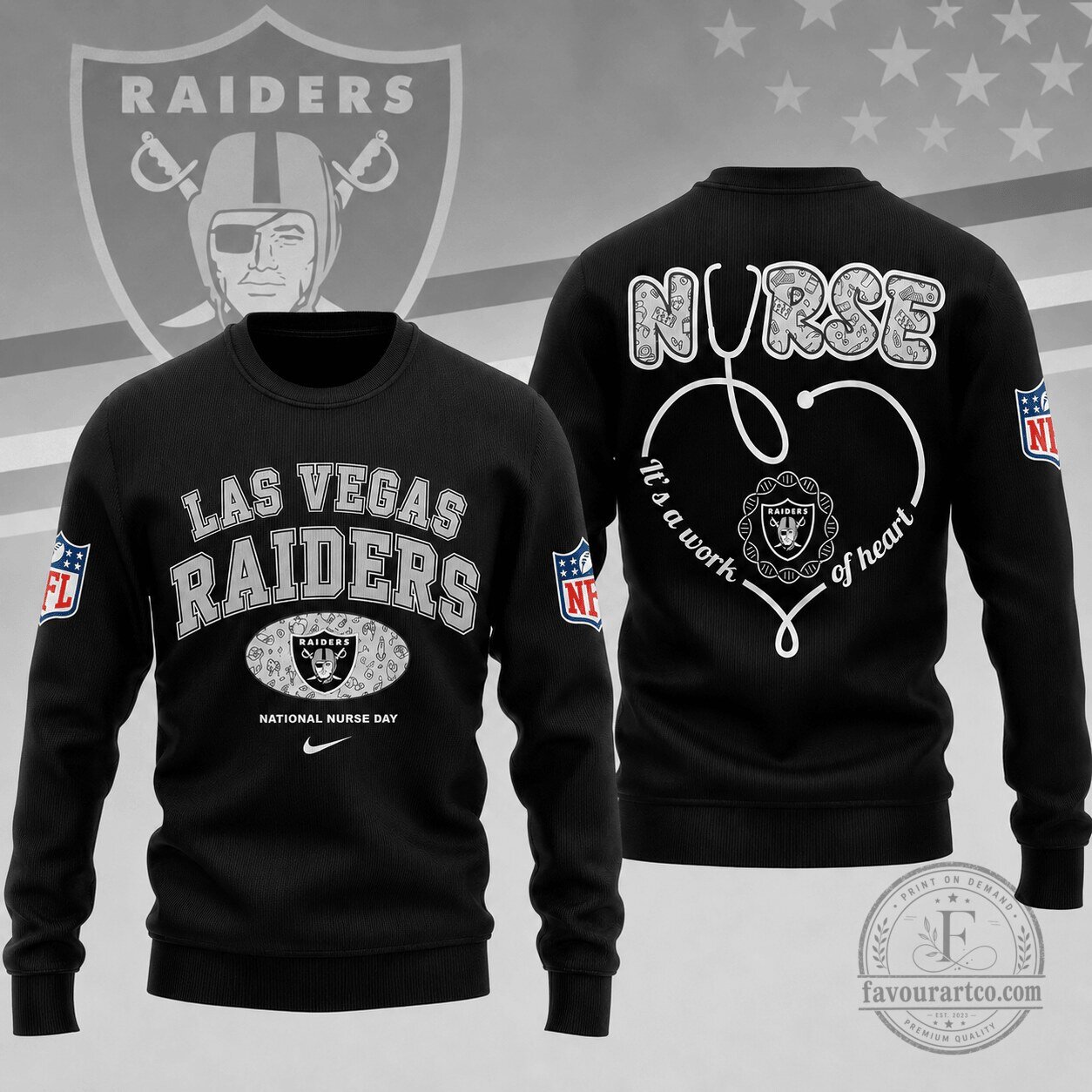 Las Vegas Raiders National Nurse Day Black Sweatshirt 2 Las Vegas Raiders National Nurse Day Black Sweatshirt