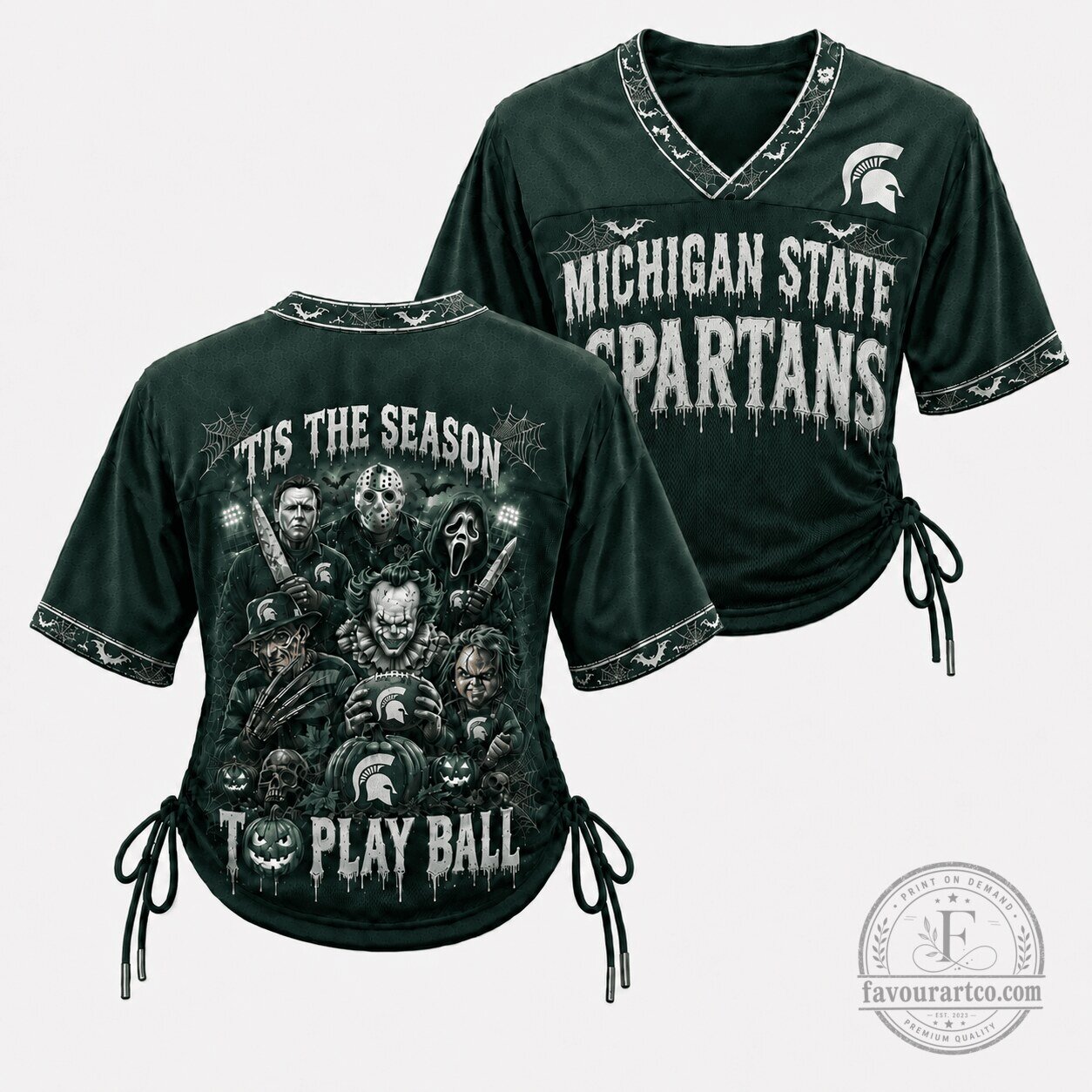 Michigan State Spartans Halloween Slasher Movie Women's Lace-Up Football Jersey