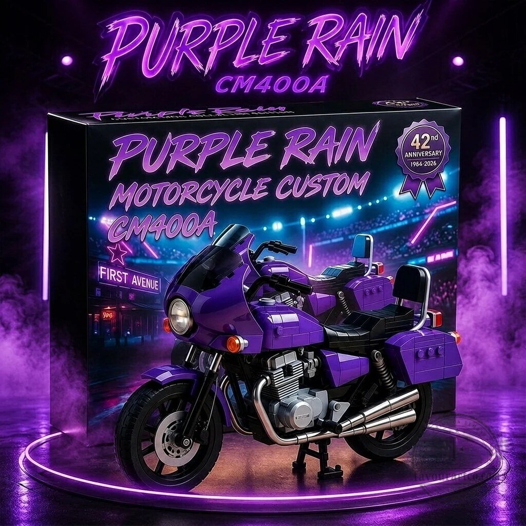 Purple Rain Motorcycle Custom Building Set 42nd Anniversary Collectible