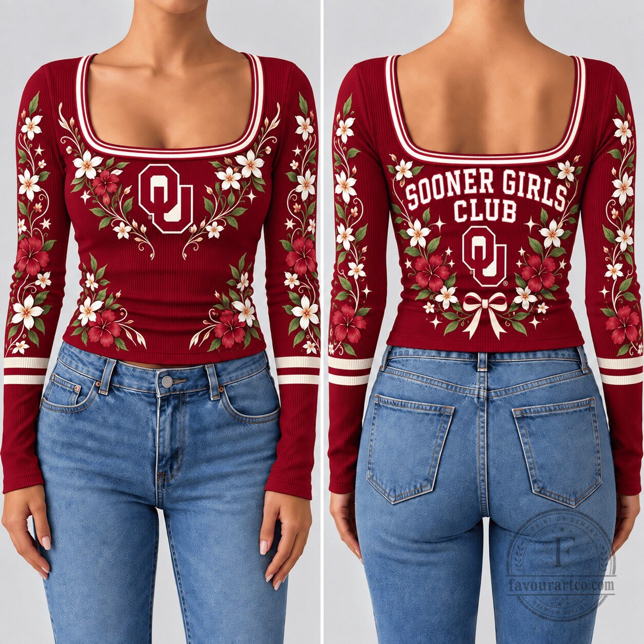 Oklahoma Sooners Floral Long Sleeve Shirt for Women