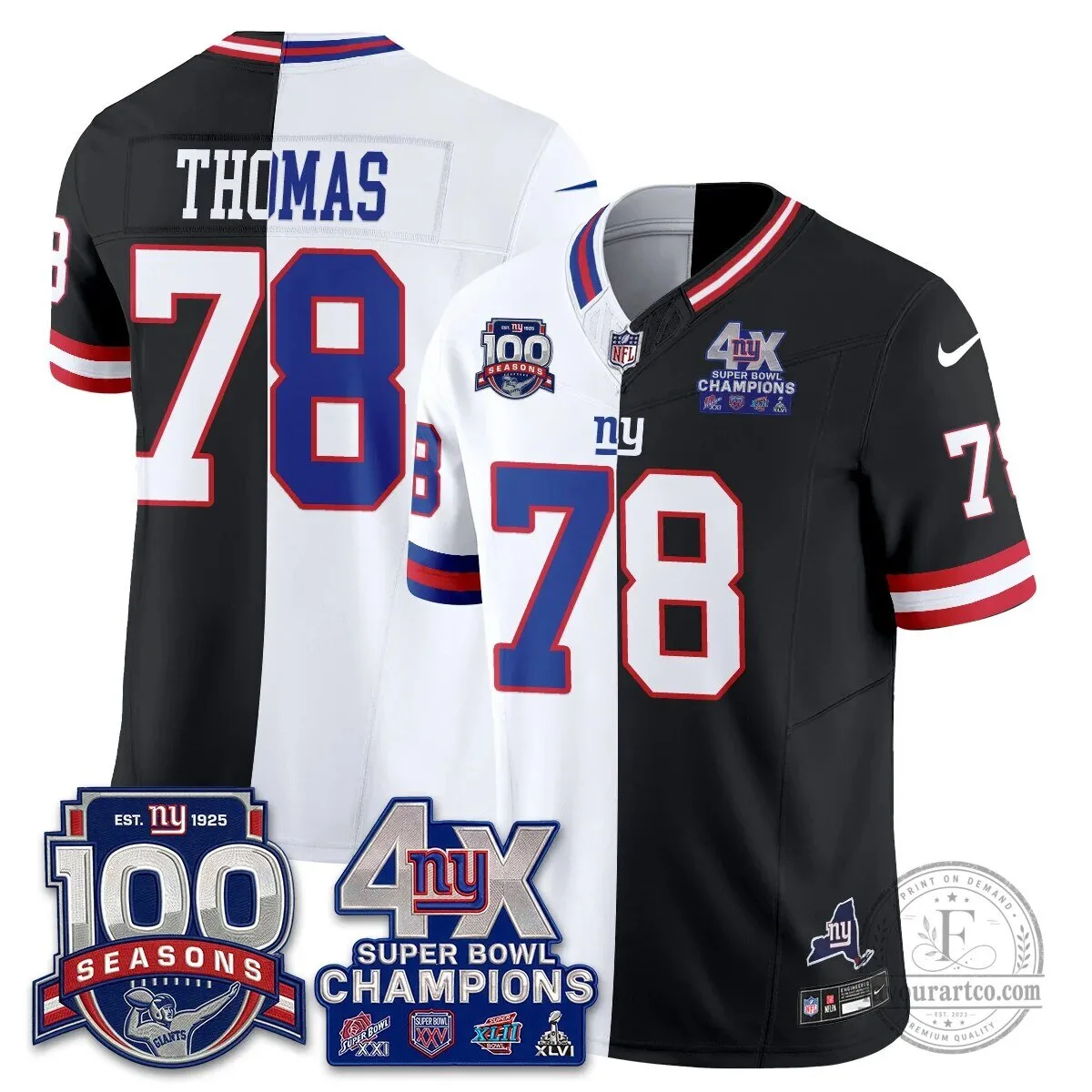 New York Giants Super Bowl Champions Split Edition Vapor Football Jersey 41 New York Giants Super Bowl Champions Split Edition Vapor Football Jersey