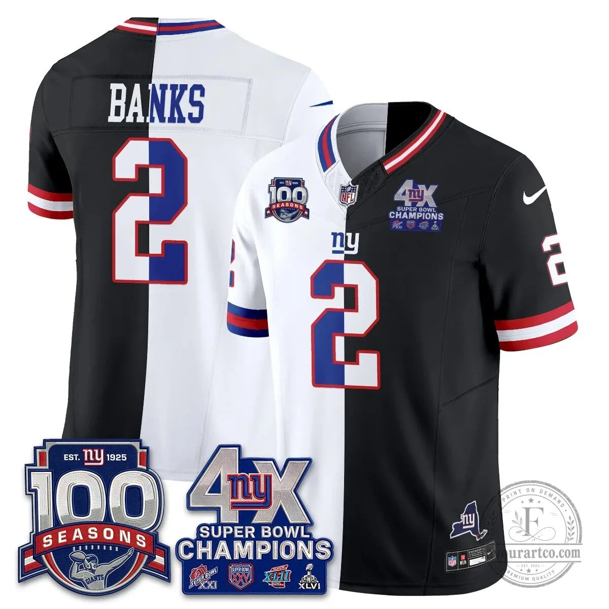 New York Giants Super Bowl Champions Split Edition Vapor Football Jersey 42 New York Giants Super Bowl Champions Split Edition Vapor Football Jersey