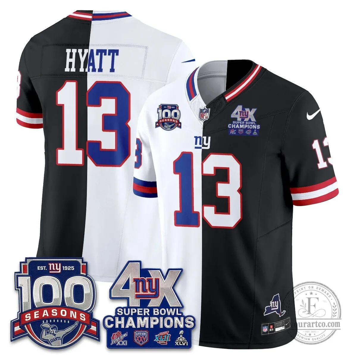New York Giants Super Bowl Champions Split Edition Vapor Football Jersey 44 New York Giants Super Bowl Champions Split Edition Vapor Football Jersey