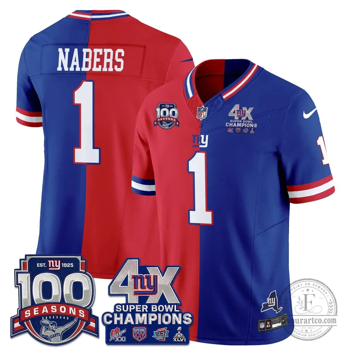 New York Giants Super Bowl Champions Split Edition Vapor Football Jersey 48 New York Giants Super Bowl Champions Split Edition Vapor Football Jersey