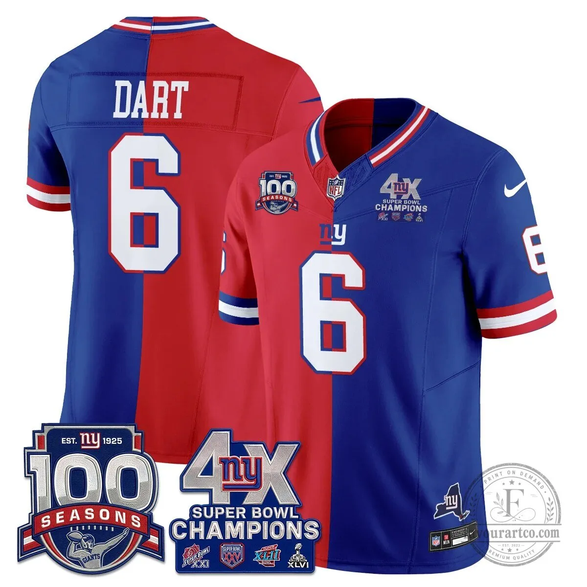 New York Giants Super Bowl Champions Split Edition Vapor Football Jersey 49 New York Giants Super Bowl Champions Split Edition Vapor Football Jersey