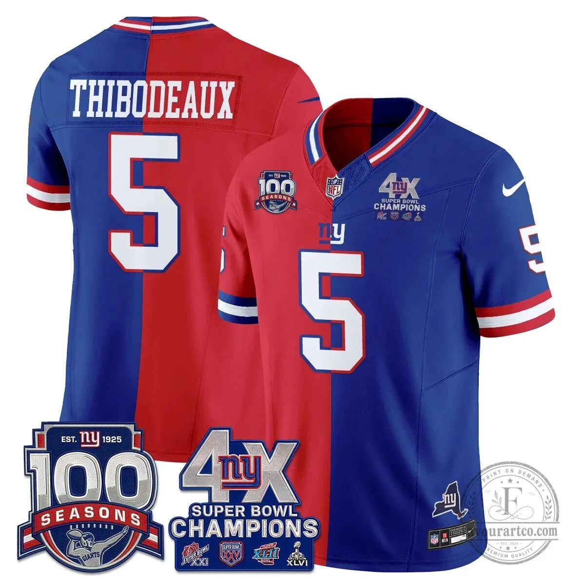 New York Giants Super Bowl Champions Split Edition Vapor Football Jersey 50 New York Giants Super Bowl Champions Split Edition Vapor Football Jersey