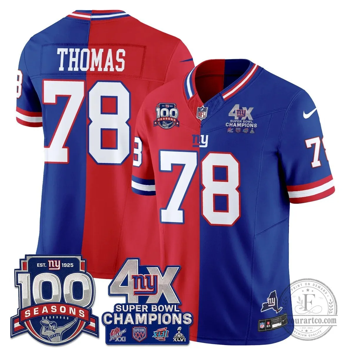 New York Giants Super Bowl Champions Split Edition Vapor Football Jersey 52 New York Giants Super Bowl Champions Split Edition Vapor Football Jersey