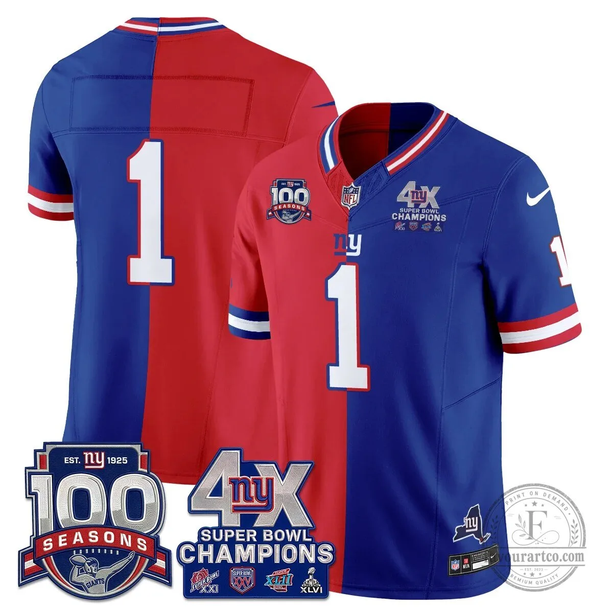 New York Giants Super Bowl Champions Split Edition Vapor Football Jersey 56 New York Giants Super Bowl Champions Split Edition Vapor Football Jersey