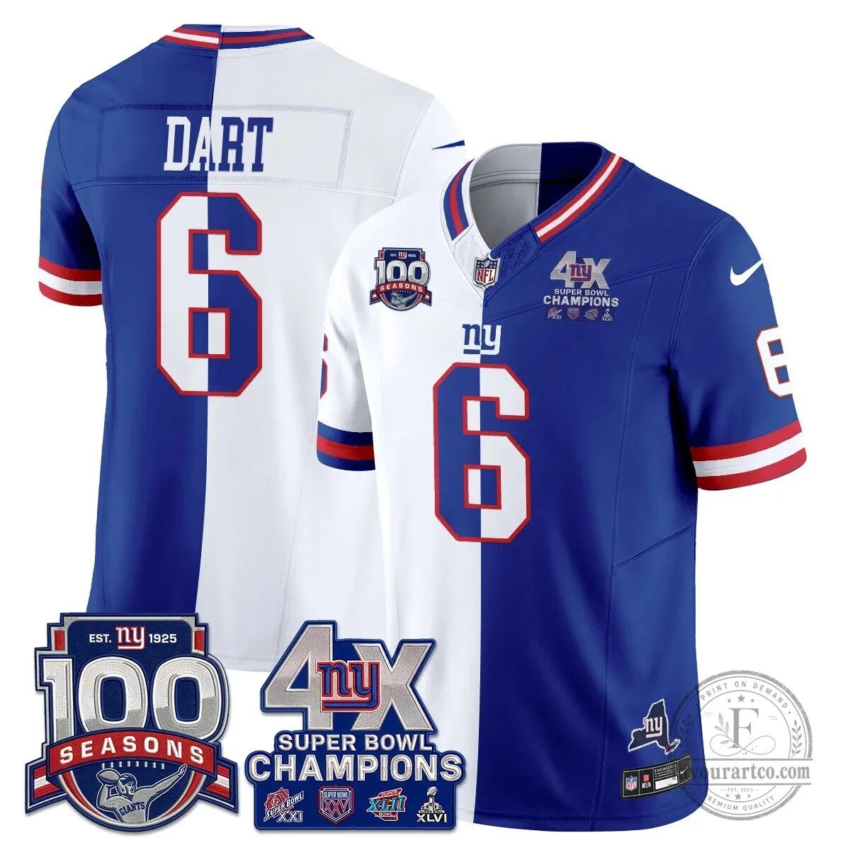 New York Giants Super Bowl Champions Split Edition Vapor Football Jersey 60 New York Giants Super Bowl Champions Split Edition Vapor Football Jersey