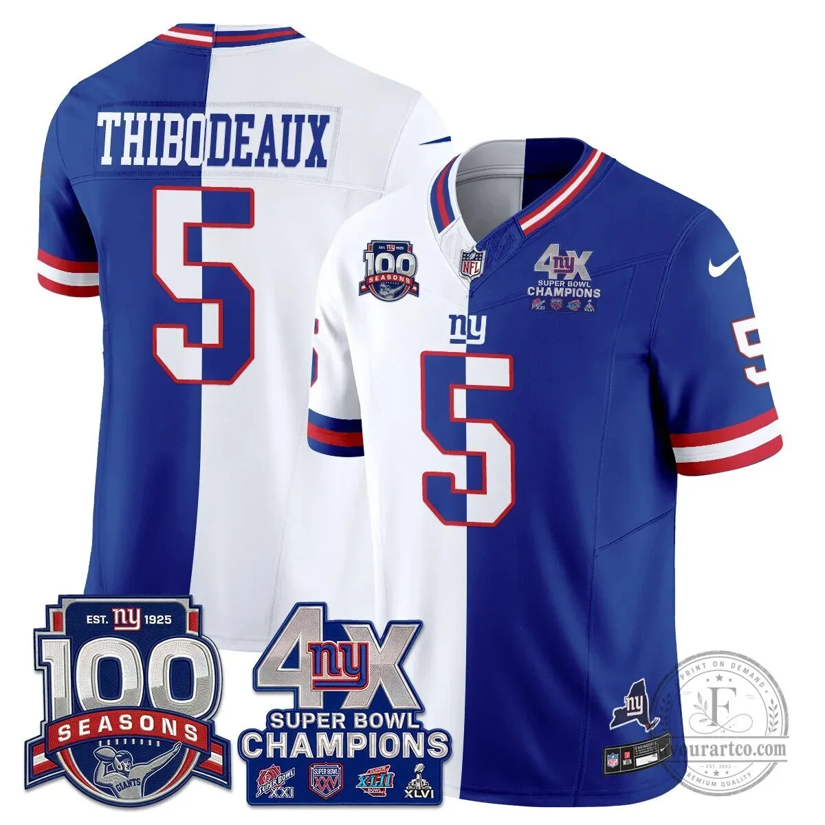 New York Giants Super Bowl Champions Split Edition Vapor Football Jersey 61 New York Giants Super Bowl Champions Split Edition Vapor Football Jersey