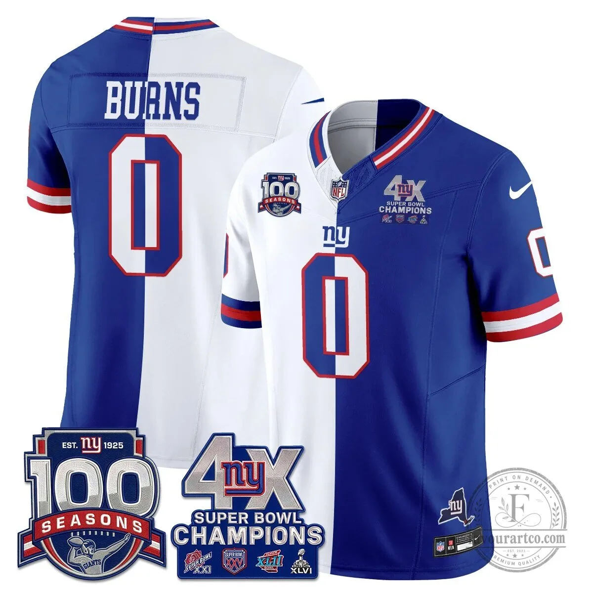 New York Giants Super Bowl Champions Split Edition Vapor Football Jersey 62 New York Giants Super Bowl Champions Split Edition Vapor Football Jersey