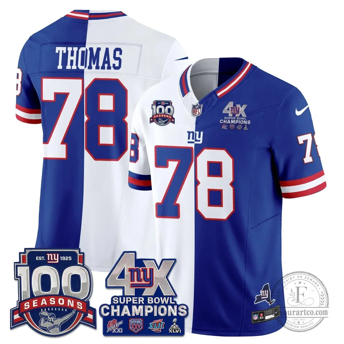 New York Giants Super Bowl Champions Split Edition Vapor Football Jersey 63 New York Giants Super Bowl Champions Split Edition Vapor Football Jersey