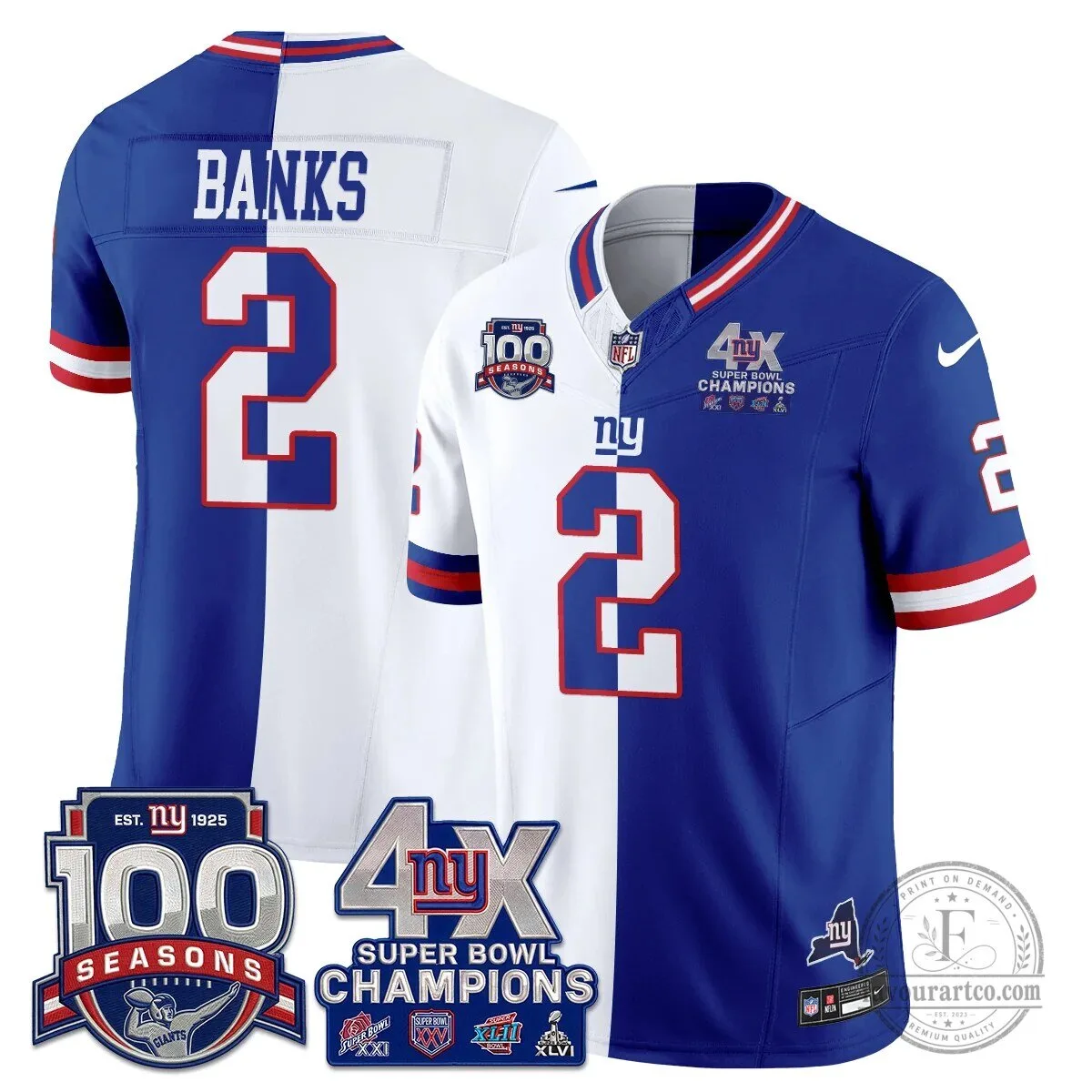 New York Giants Super Bowl Champions Split Edition Vapor Football Jersey 64 New York Giants Super Bowl Champions Split Edition Vapor Football Jersey