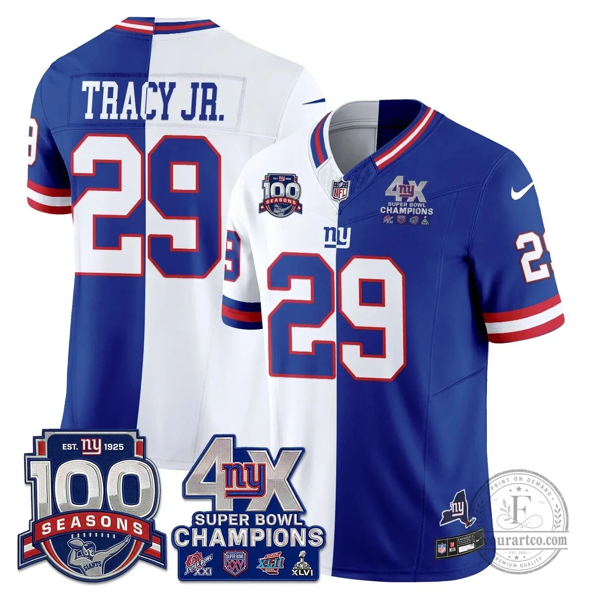 New York Giants Super Bowl Champions Split Edition Vapor Football Jersey 65 New York Giants Super Bowl Champions Split Edition Vapor Football Jersey