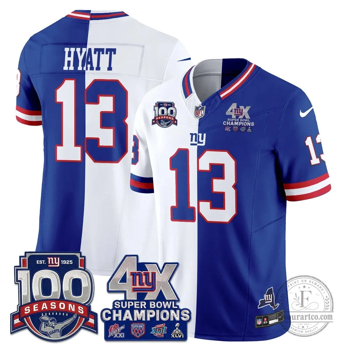 New York Giants Super Bowl Champions Split Edition Vapor Football Jersey 66 New York Giants Super Bowl Champions Split Edition Vapor Football Jersey