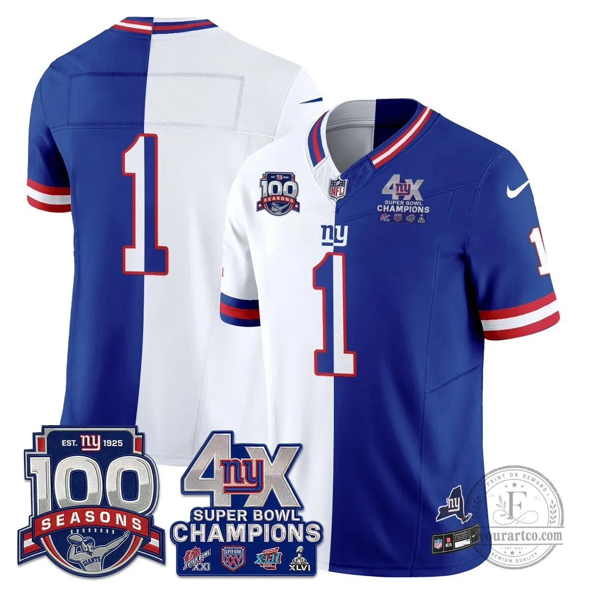 New York Giants Super Bowl Champions Split Edition Vapor Football Jersey 67 New York Giants Super Bowl Champions Split Edition Vapor Football Jersey