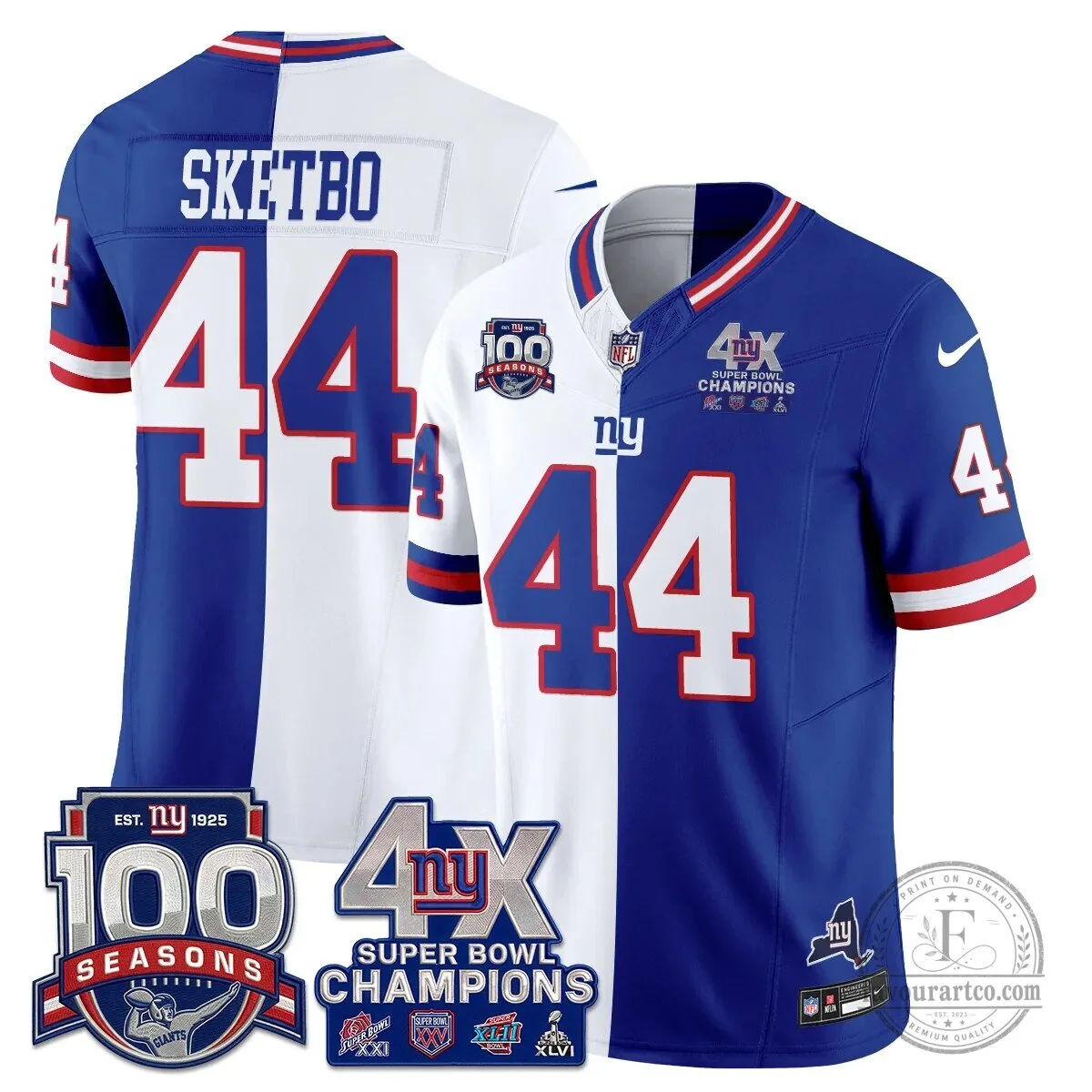 New York Giants Super Bowl Champions Split Edition Vapor Football Jersey 69 New York Giants Super Bowl Champions Split Edition Vapor Football Jersey