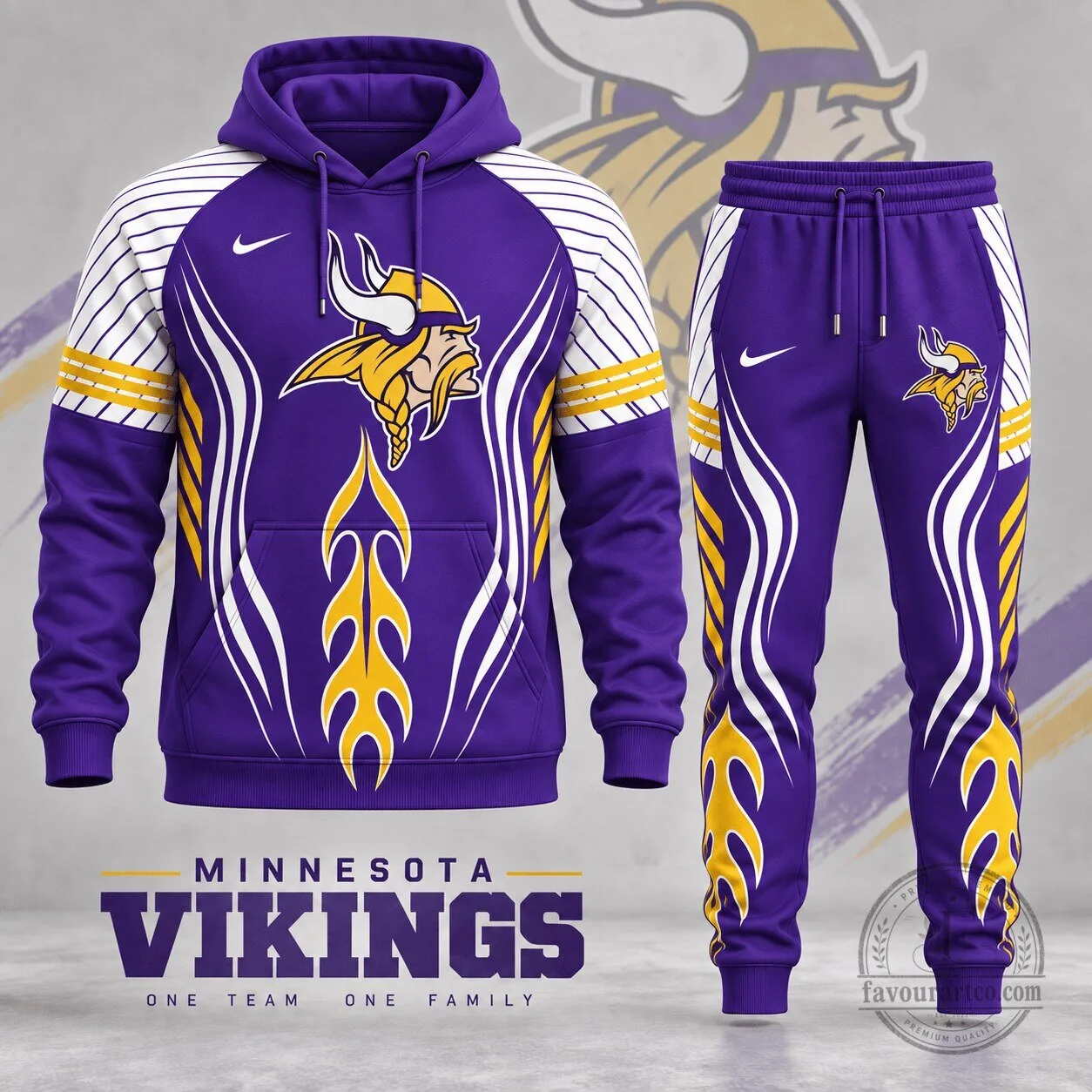 Minnesota Vikings NFL Dynamic Flame Performance Hoodie and Jogger Pants Set