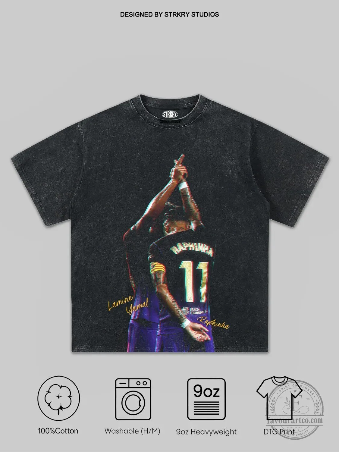 Lamine Yamal Raphinha Barcelona Football Club Distressed T-Shirt 2 Lamine Yamal Raphinha Barcelona Football Club Distressed T-Shirt