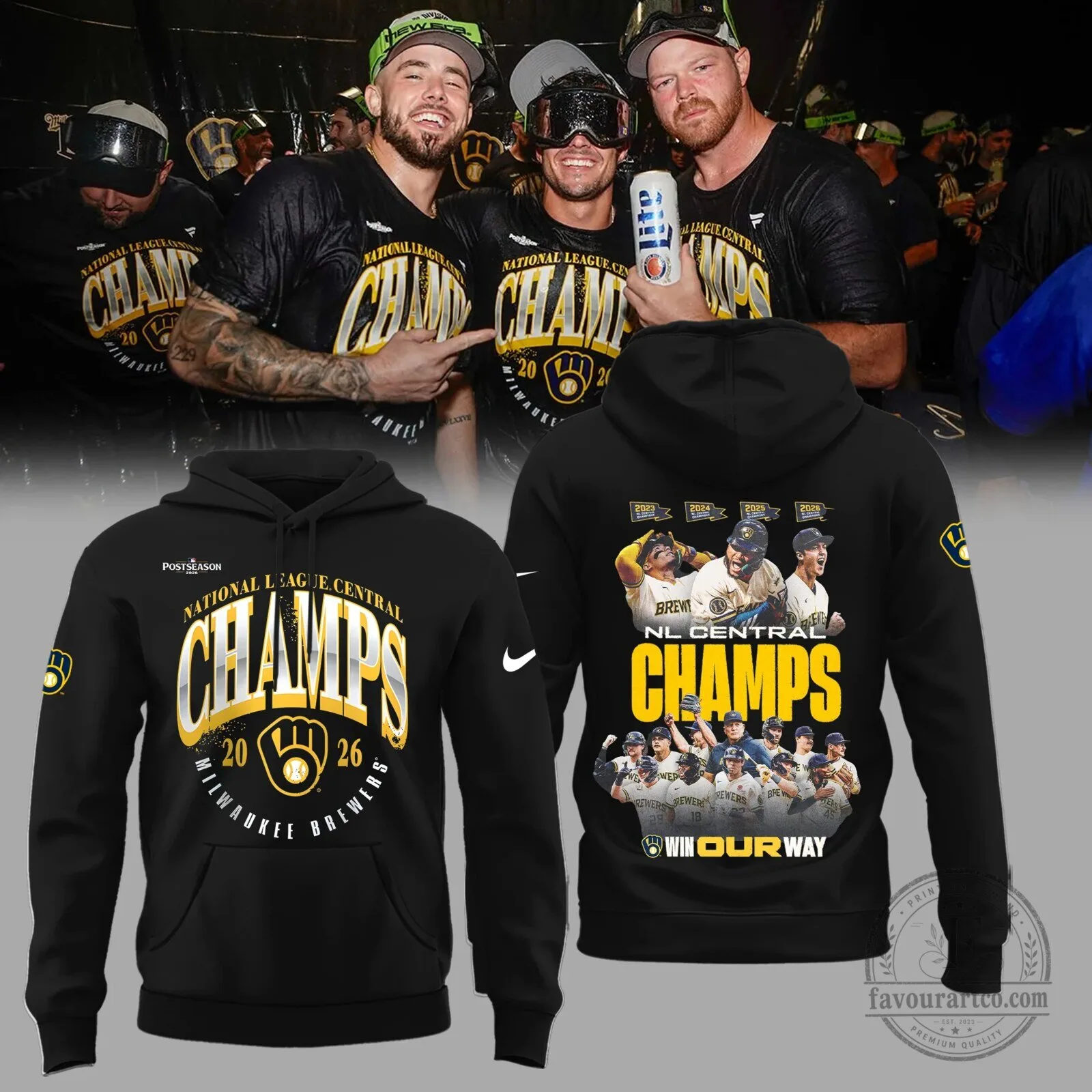 Hoodie for Milwaukee Brewers 2026 NL Central Division Champions