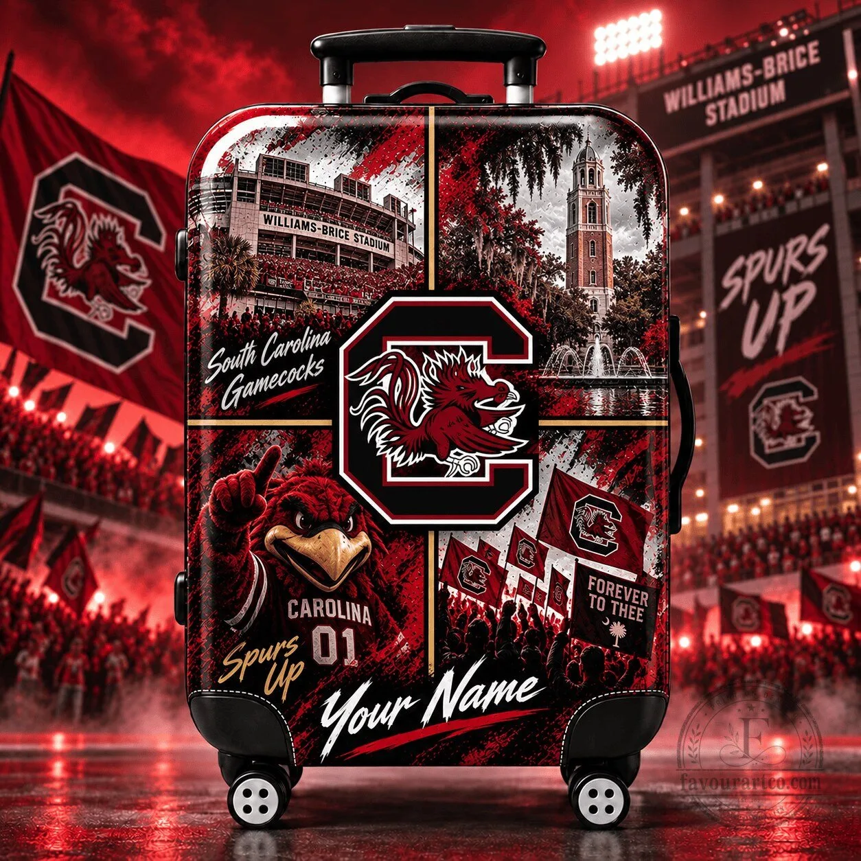 South Carolina Gamecocks Personalized Williams-Brice Stadium Travel Suitcase