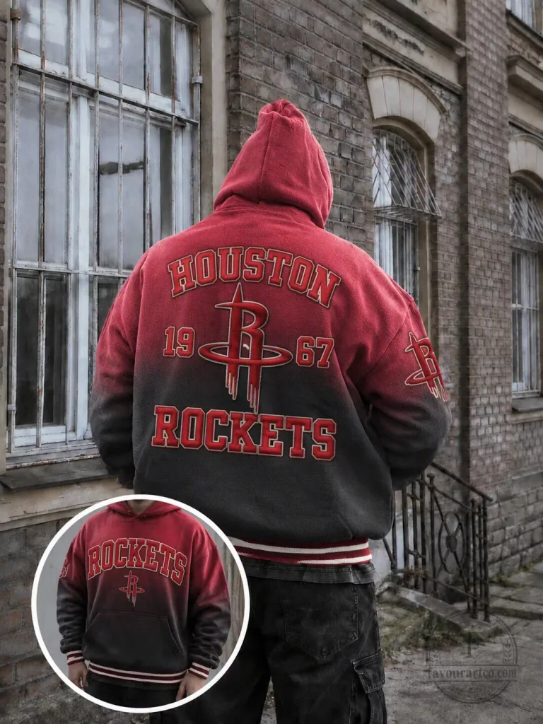 Houston Rockets Gradient Print Casual Hooded Sweatshirt