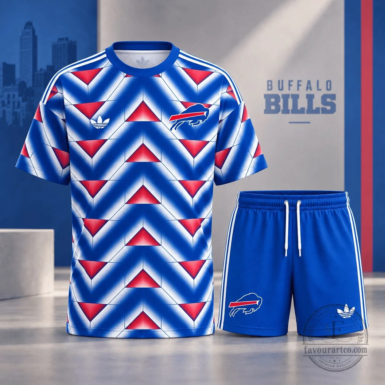 Buffalo Bills Shirt and Shorts Set Geometric Performance Apparel
