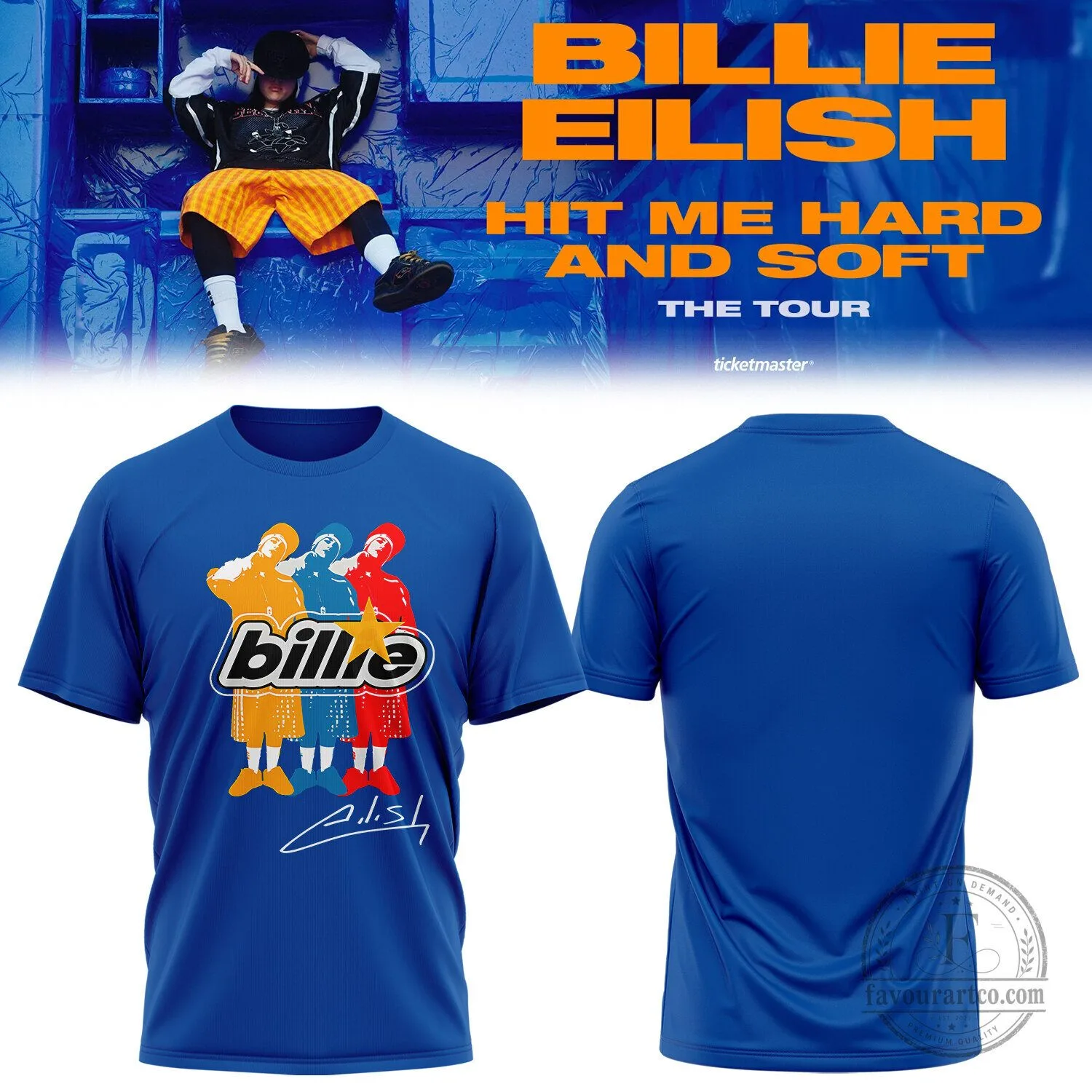 Billie Eilish Hit Me Hard and Soft The Tour Blue Graphic T-Shirt