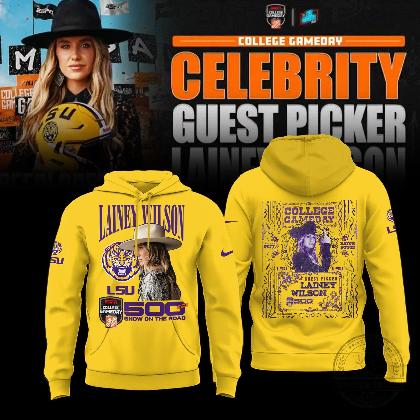 Limited Edition College GameDay Tee with Lainey Wilson Design 1 Limited Edition College GameDay Tee with Lainey Wilson Design