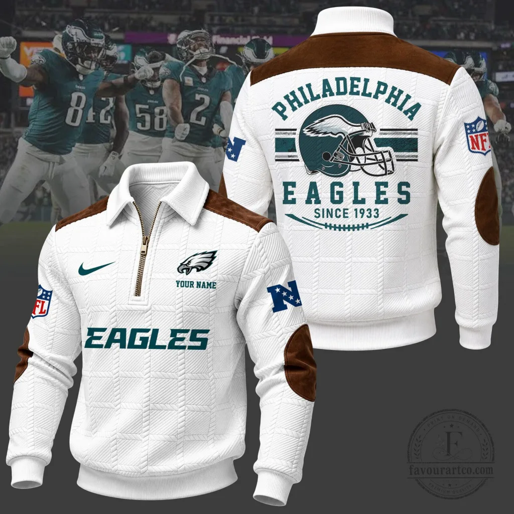 Philadelphia Eagles Custom Quarter Zip Pullover Sweatshirt Philadelphia Eagles Custom Quarter Zip Pullover Sweatshirt