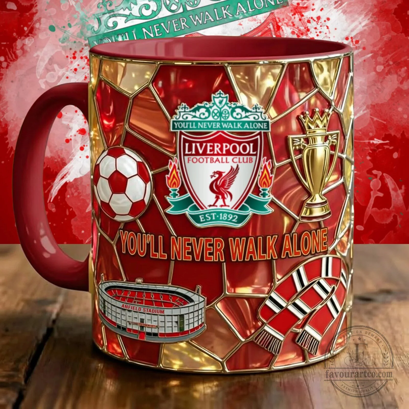 Liverpool Football Club You'll Never Walk Alone Gold Mosaic Mug