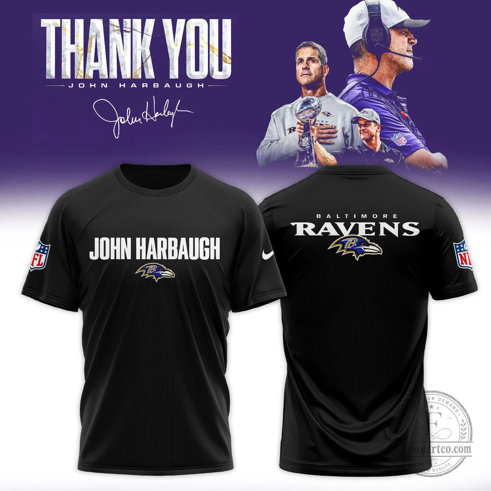 John Harbaugh Baltimore Ravens Football Team Fan Apparel T-Shirt 1 John Harbaugh Baltimore Ravens Football Team Fan Apparel T-Shirt