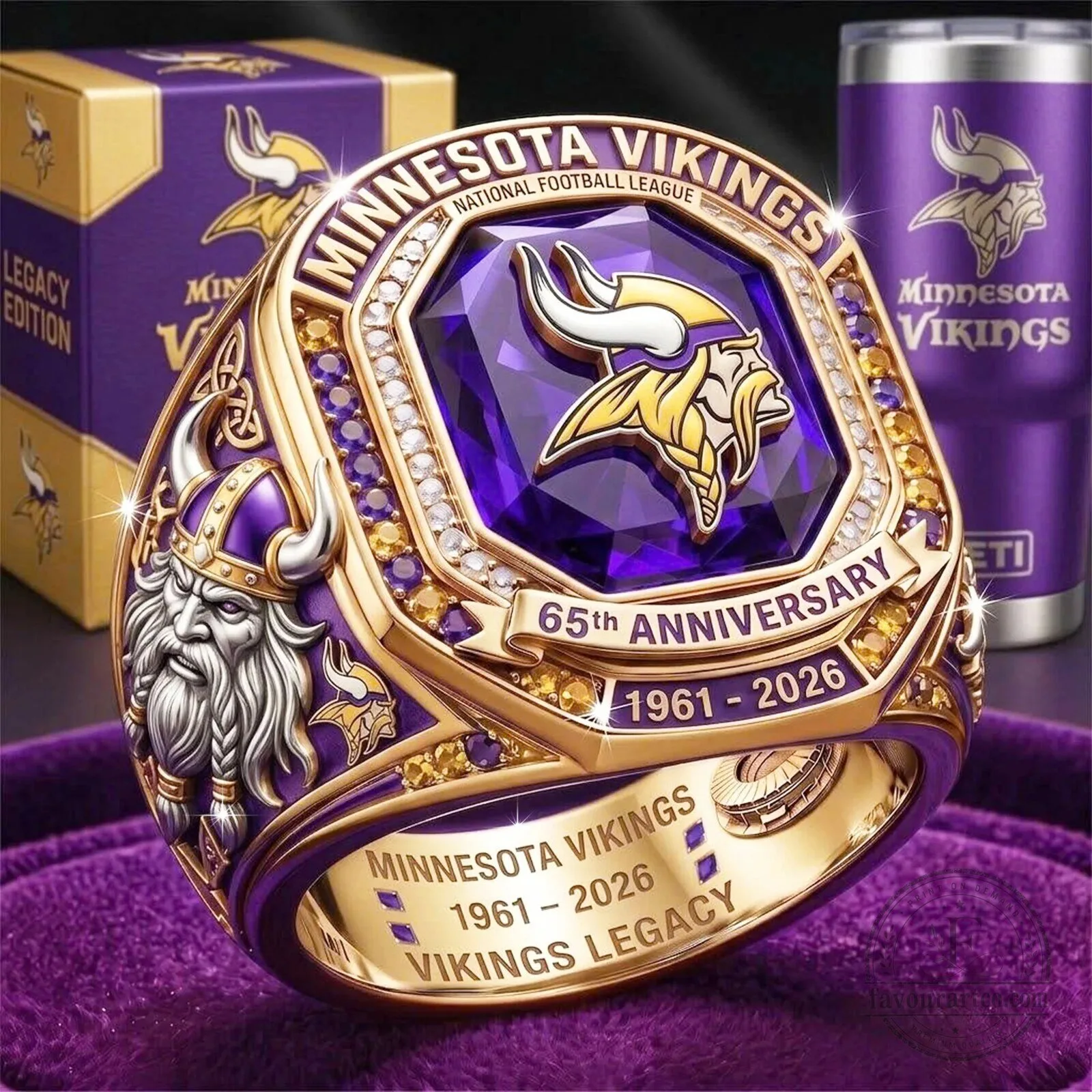 Minnesota Vikings National Football League 65th Anniversary Legacy Edition Ring
