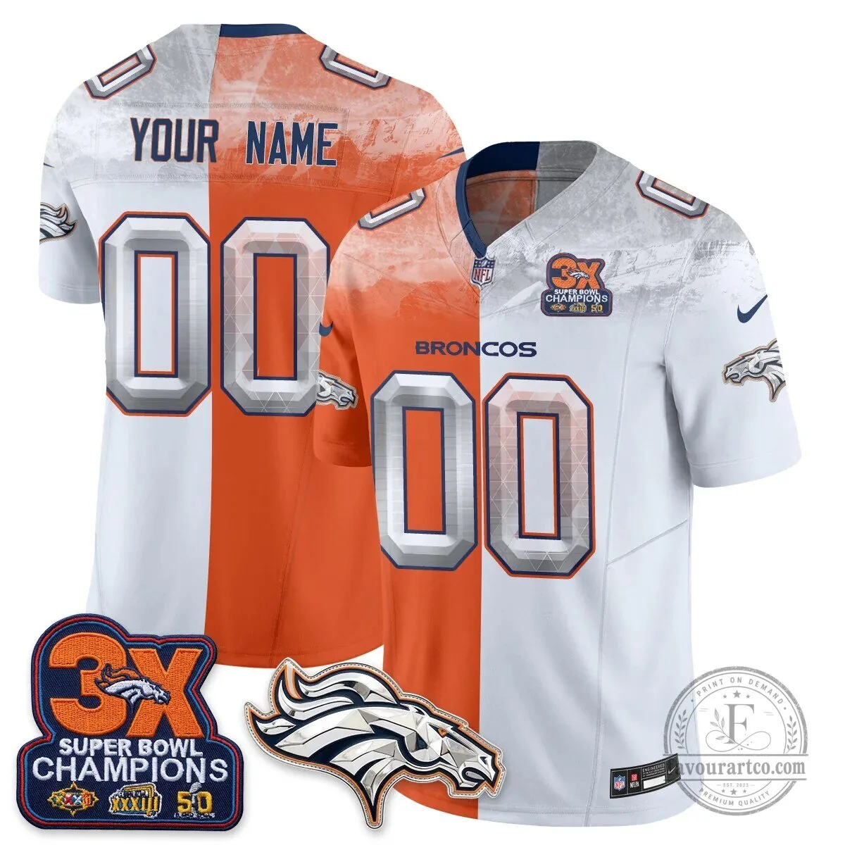 Denver Broncos Super Bowl 50 Champions Split Edition Football Jersey