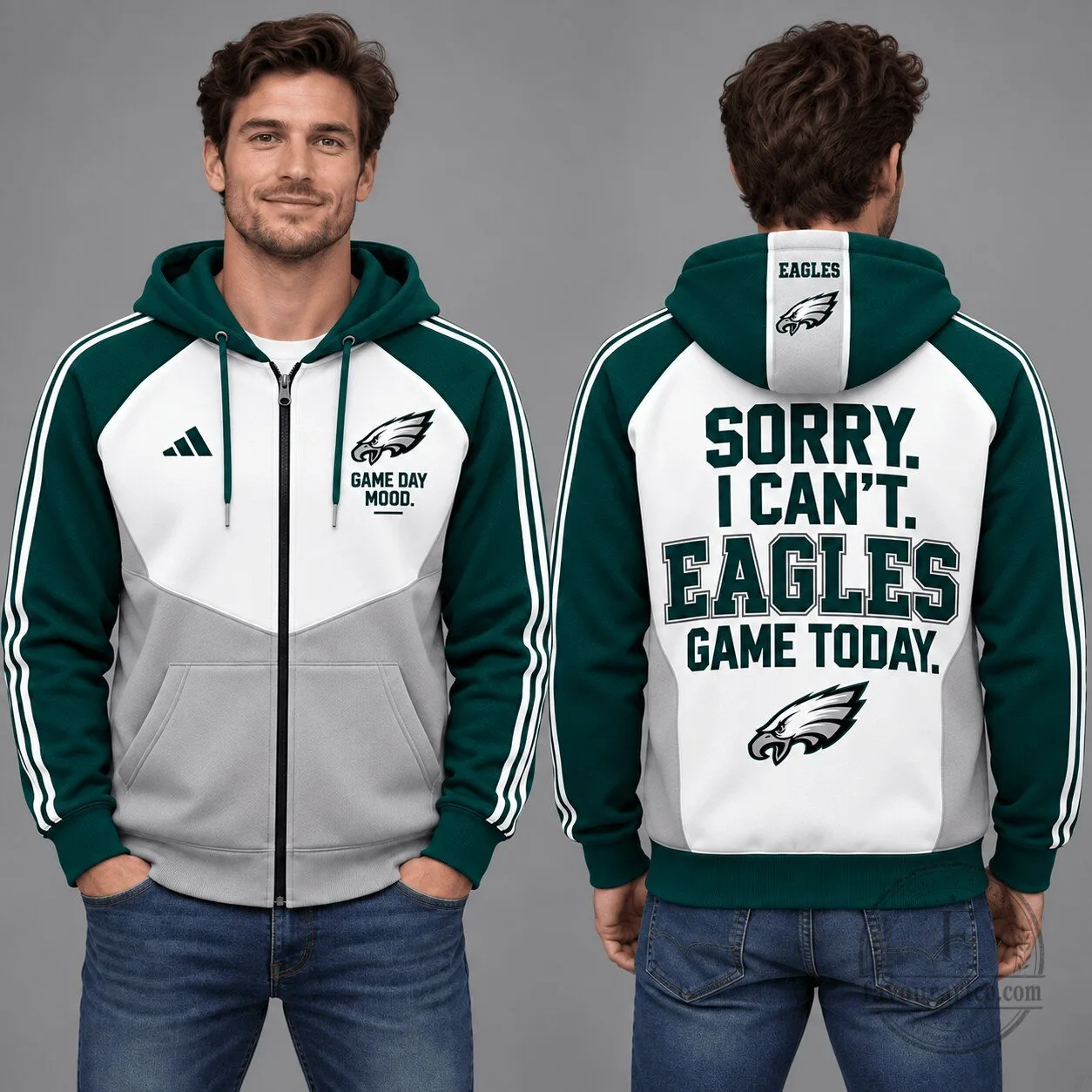 Philadelphia Eagles Sorry I Can't Game Today Full Zip Hoodie
