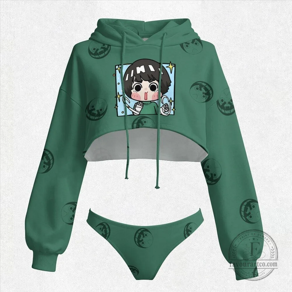 Naruto Rock Lee Chibi Character Cropped Hoodie and Underwear Set