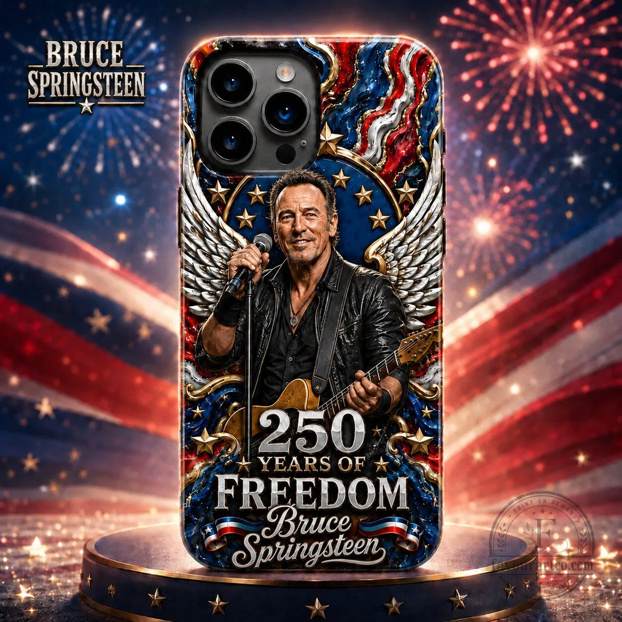 Bruce Springsteen 250 Years of Freedom Patriotic Wings Phone Case for iPhone