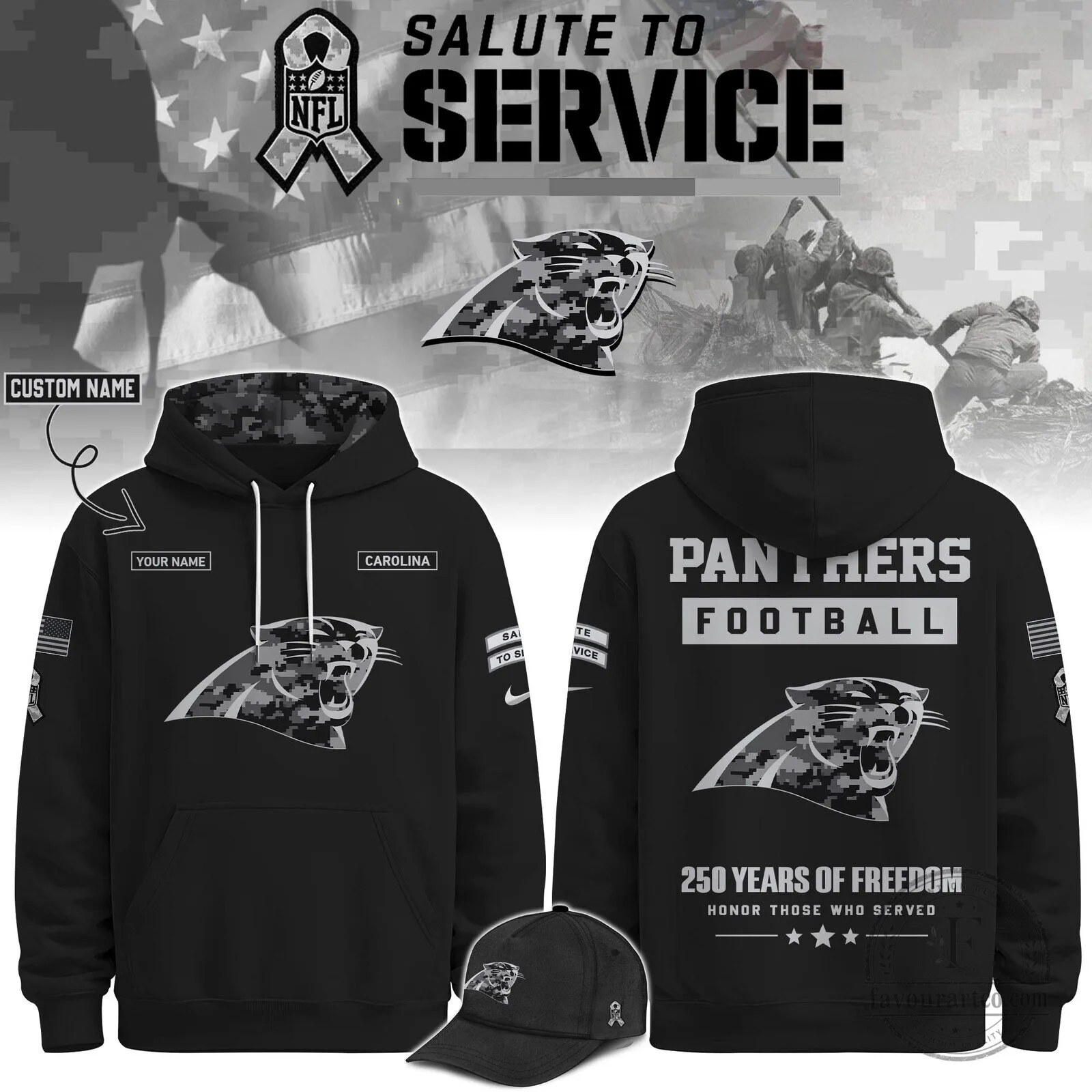 Carolina Panthers Salute To Service NFL Football Team Hoodie