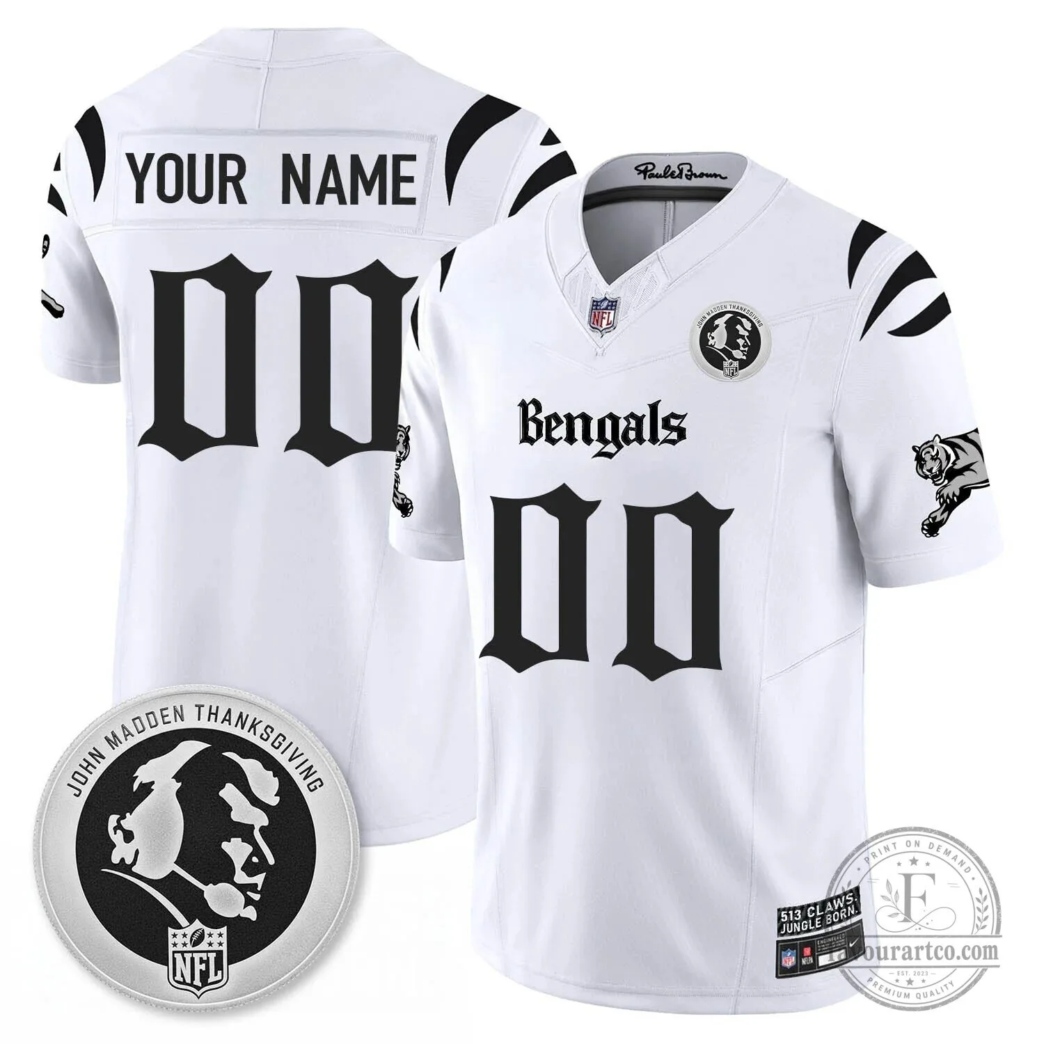 John Madden Thanksgiving Cincinnati Bengals Football Jersey 9 John Madden Thanksgiving Cincinnati Bengals Football Jersey