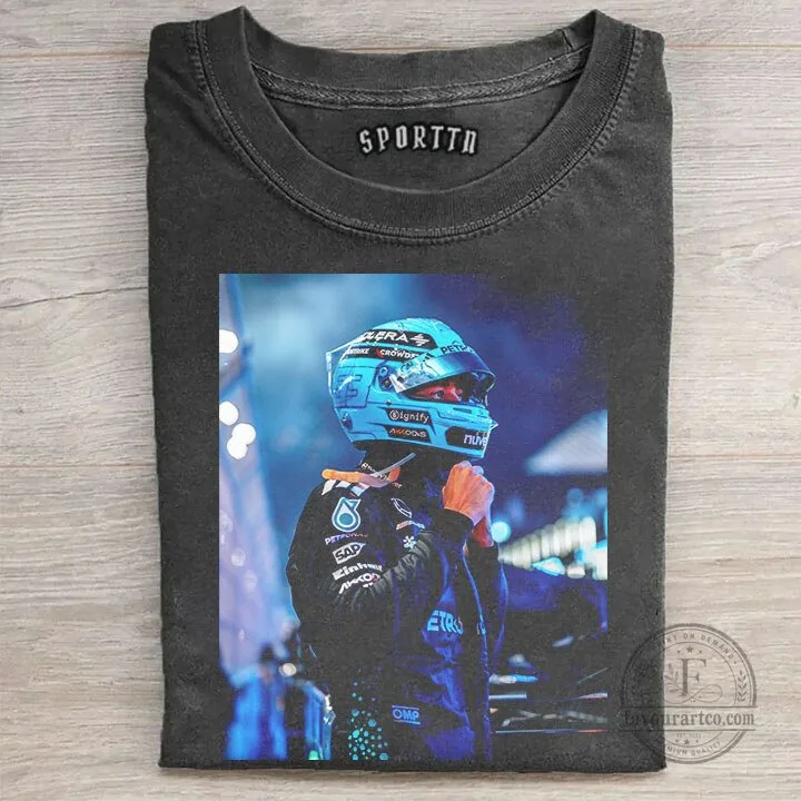 George Russell Formula One Racing Driver Portrait T-Shirt 1 George Russell Formula One Racing Driver Portrait T-Shirt