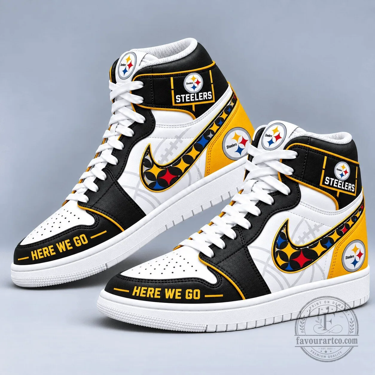 Pittsburgh Steelers Team Logo Pattern High Top Sneakers