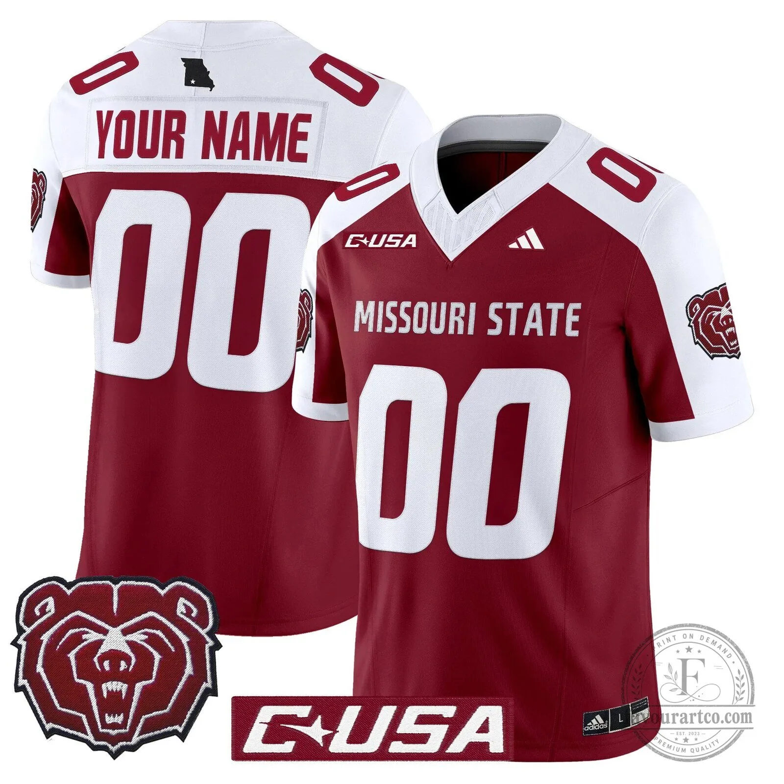 Missouri State Bears Football Team Custom Stitched Game Day Jersey 12 Missouri State Bears Football Team Custom Stitched Game Day Jersey